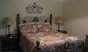 lodge red bedroom